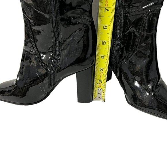 Coach Patent Leather Boots Rowan Snakeskin Embossed Cuff Size 6B - Picture 7 of 8